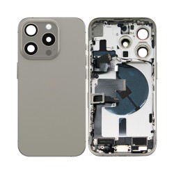 Tampa Traseira+Frame+Flex Apple iPhone 15 Pro com  Wireless Charge+Flashlight Flex Titânio Natural